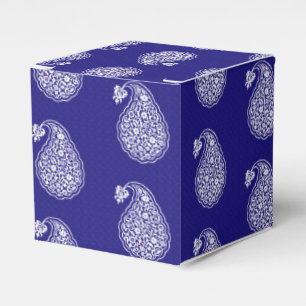 Persische Kachel-Paisley - weiß auf indigoblau Geschenkschachtel