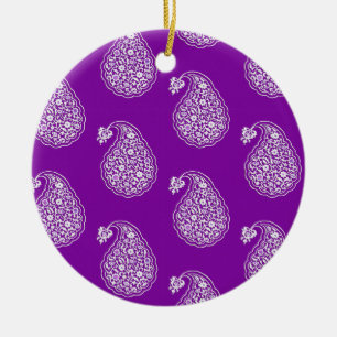 Persische Kachel-Paisley - weiß auf lila Keramik Ornament