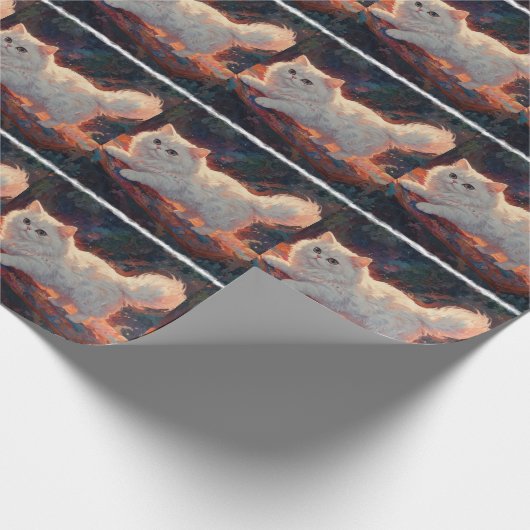 Persische Katze auf einem fliegenden Teppich Geschenkpapier (Ecke)