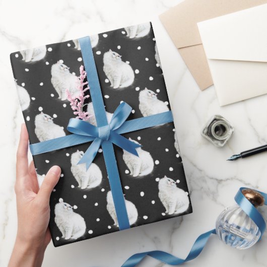 Persische Katze auf Punkten Geschenkpapier (Schenken)