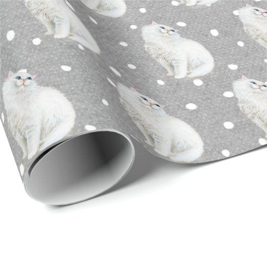 Persische Katze auf Punkten Geschenkpapier (Rolleneckpunkt)