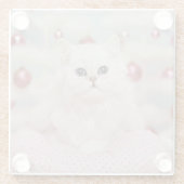 Persische Katze, die auf rosa Kissen sitzt Glasuntersetzer (Rückseite)