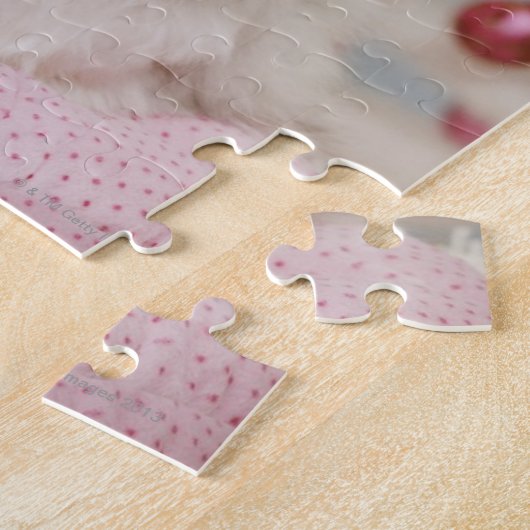 Persische Katze, die auf rosa Kissen sitzt Puzzle (Seite)