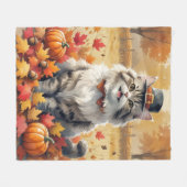 Persische Katze im Herbst hinterlässt Erntedank Ku Fleecedecke (Vorderseite (Horizontal))