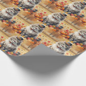 Persische Katze im Herbst hinterlässt Erntedank Ku Geschenkpapier (Ecke)