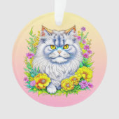 Persische Katze in Blume Personalisiert Weihnachte Ornament (Vorderseite)