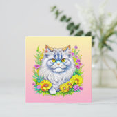 Persische Katze in Gelb und Rosa Blume Leere (Stehend Vorderseite)