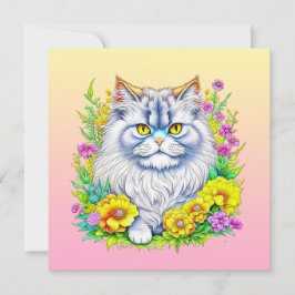 Persische Katze in Gelb und Rosa Blume Leere