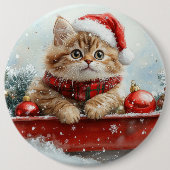 Persische Katze in Sledge Let it Schnee Weihnachte Button (Vorderseite)