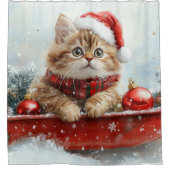 Persische Katze in Sledge Let it Schnee Weihnachte Duschvorhang (Vorderseite)