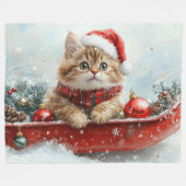 Persische Katze in Sledge Let it Schnee Weihnachte Fleecedecke (Vorderseite (Horizontal))