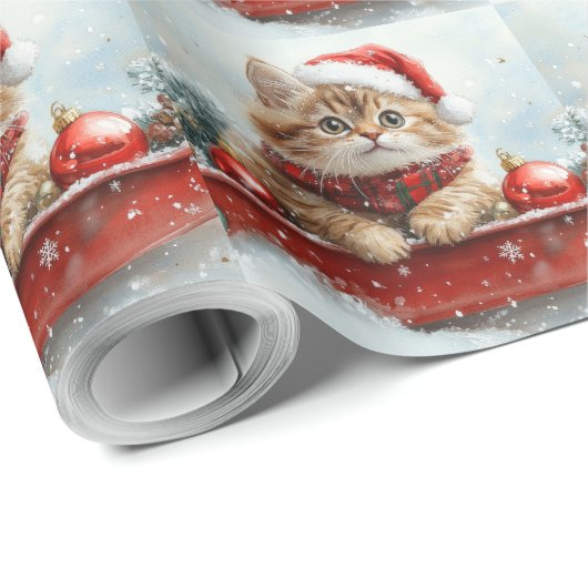 Persische Katze in Sledge Let it Schnee Weihnachte Geschenkpapier (Rolleneckpunkt)