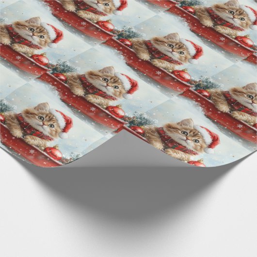 Persische Katze in Sledge Let it Schnee Weihnachte Geschenkpapier (Ecke)