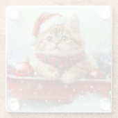 Persische Katze in Sledge Let it Schnee Weihnachte Glasuntersetzer (Rückseite)