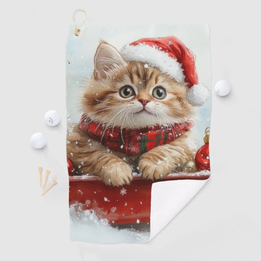Persische Katze in Sledge Let it Schnee Weihnachte Golfhandtuch (Insitu)