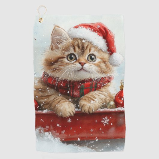 Persische Katze in Sledge Let it Schnee Weihnachte Golfhandtuch (Vorderseite)