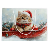 Persische Katze in Sledge Let it Schnee Weihnachte Große Geschenktüte (Rückseite)
