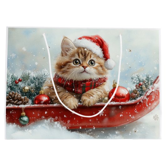 Persische Katze in Sledge Let it Schnee Weihnachte Große Geschenktüte (Rückseite)