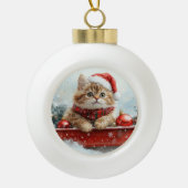 Persische Katze in Sledge Let it Schnee Weihnachte Keramik Kugel-Ornament (Vorderseite)