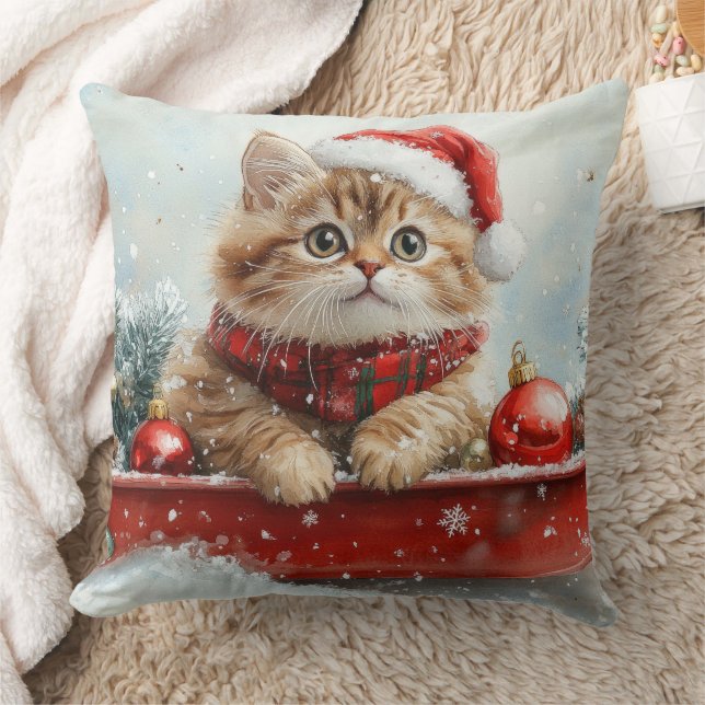 Persische Katze in Sledge Let it Schnee Weihnachte Kissen (Decke)