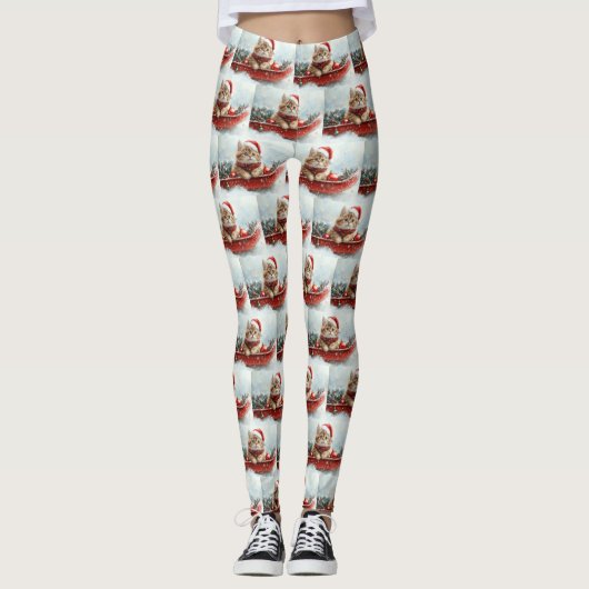 Persische Katze in Sledge Let it Schnee Weihnachte Leggings (Vorderseite)