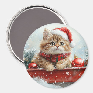 Persische Katze in Sledge Let it Schnee Weihnachte Magnet