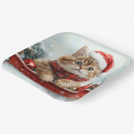 Persische Katze in Sledge Let it Schnee Weihnachte Pappteller (Gewinkelt)