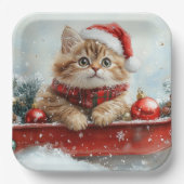 Persische Katze in Sledge Let it Schnee Weihnachte Pappteller (Vorderseite)