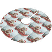 Persische Katze in Sledge Let it Schnee Weihnachte Polyester Weihnachtsbaumdecke (Schrägansicht)