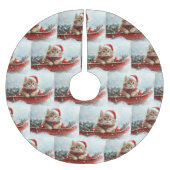 Persische Katze in Sledge Let it Schnee Weihnachte Polyester Weihnachtsbaumdecke (Vorderseite)