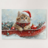 Persische Katze in Sledge Let it Schnee Weihnachte Puzzle (Horizontal)