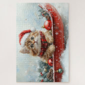 Persische Katze in Sledge Let it Schnee Weihnachte Puzzle (Vertikal)