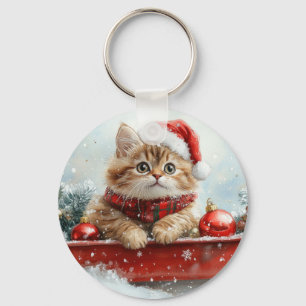 Persische Katze in Sledge Let it Schnee Weihnachte Schlüsselanhänger