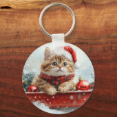 Persische Katze in Sledge Let it Schnee Weihnachte Schlüsselanhänger (Rückseite)