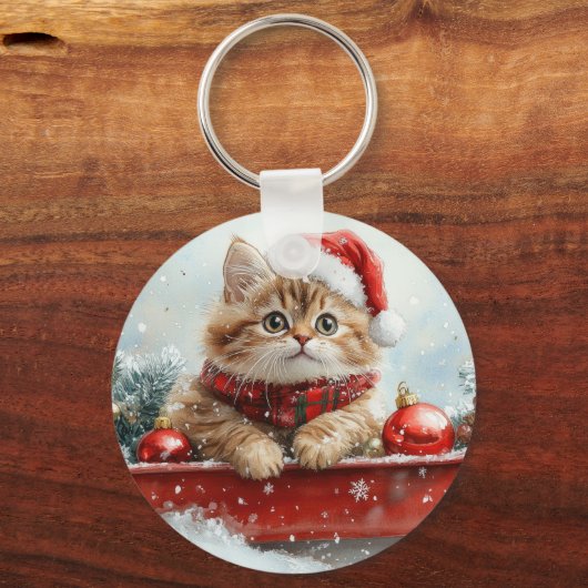 Persische Katze in Sledge Let it Schnee Weihnachte Schlüsselanhänger (Vorderseite)