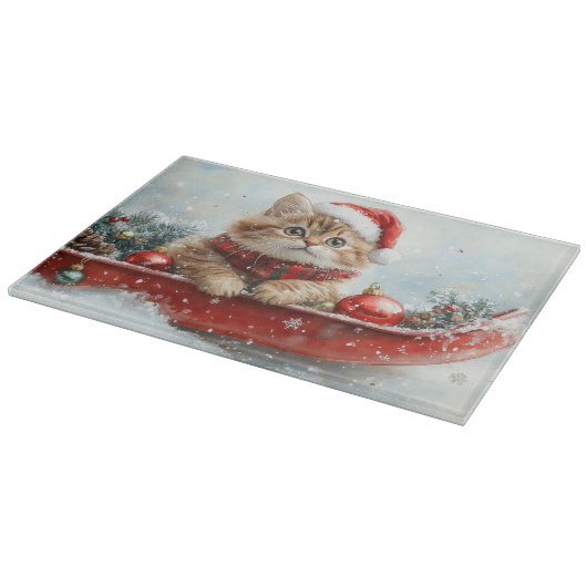 Persische Katze in Sledge Let it Schnee Weihnachte Schneidebrett (Ecke)