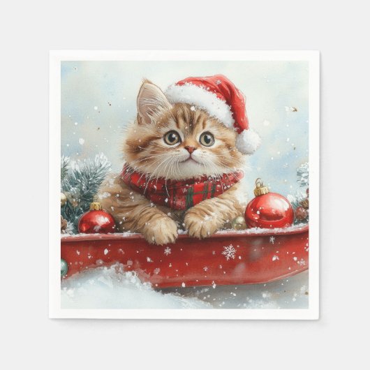 Persische Katze in Sledge Let it Schnee Weihnachte Serviette (Vorderseite)