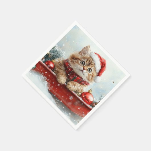 Persische Katze in Sledge Let it Schnee Weihnachte Serviette (Ecke)