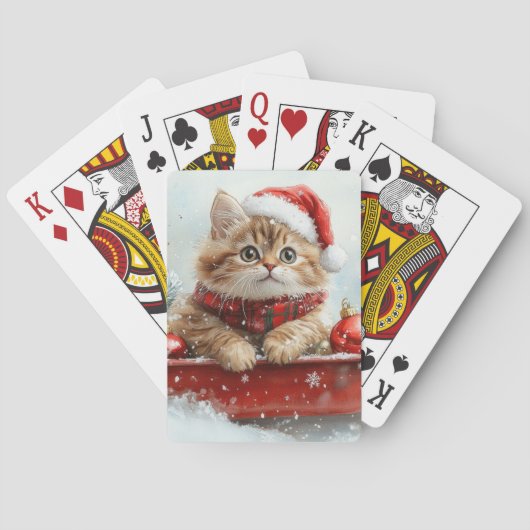 Persische Katze in Sledge Let it Schnee Weihnachte Spielkarten (Rückseite)