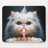 Persische Katze mit Geburtstagskuchen Mousepad (Vorne)