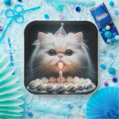 Persische Katze mit Geburtstagskuchen Pappteller (Party)