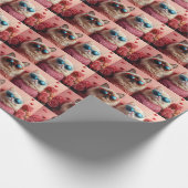 Persische Katze mit Herz-Rose Valentinstag Geschenkpapier (Ecke)