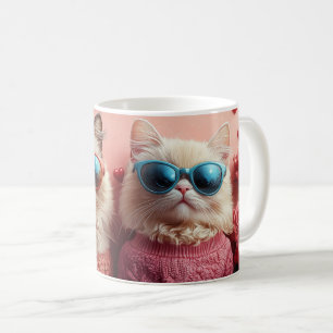 Persische Katze mit Herz-Rose Valentinstag Kaffeetasse