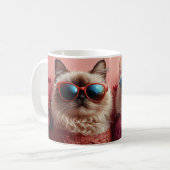 Persische Katze mit Herz-Rose Valentinstag Kaffeetasse (Vorderseite Links)