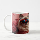 Persische Katze mit Herz-Rose Valentinstag Kaffeetasse (Links)