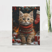 Persische Katze mit Weihnachtsgeschenken Kamin Karte (Vorderseite)