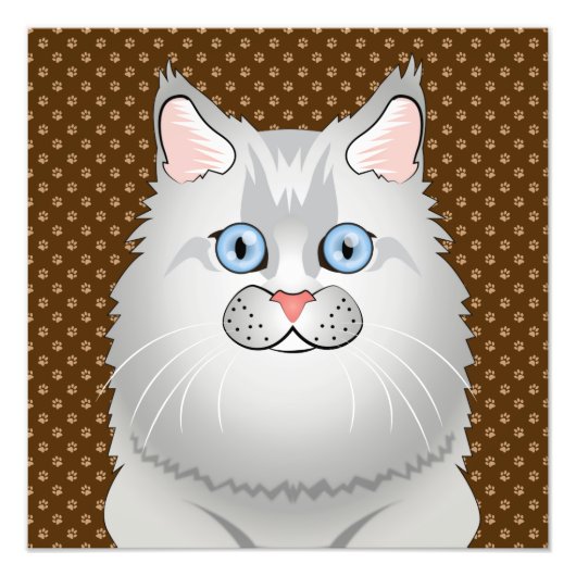 Persische Katze (Puppen-Gesicht) Cartoon Fotodruck (Vorne)