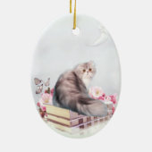 Persische Katze und Bücher Keramikornament (Hinten)