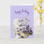 Persische Katze und Pansy Basket Karte (Gelbe Blume)