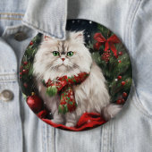 Persische Katze zu Schnee Weihnachten Button (Beispiel)